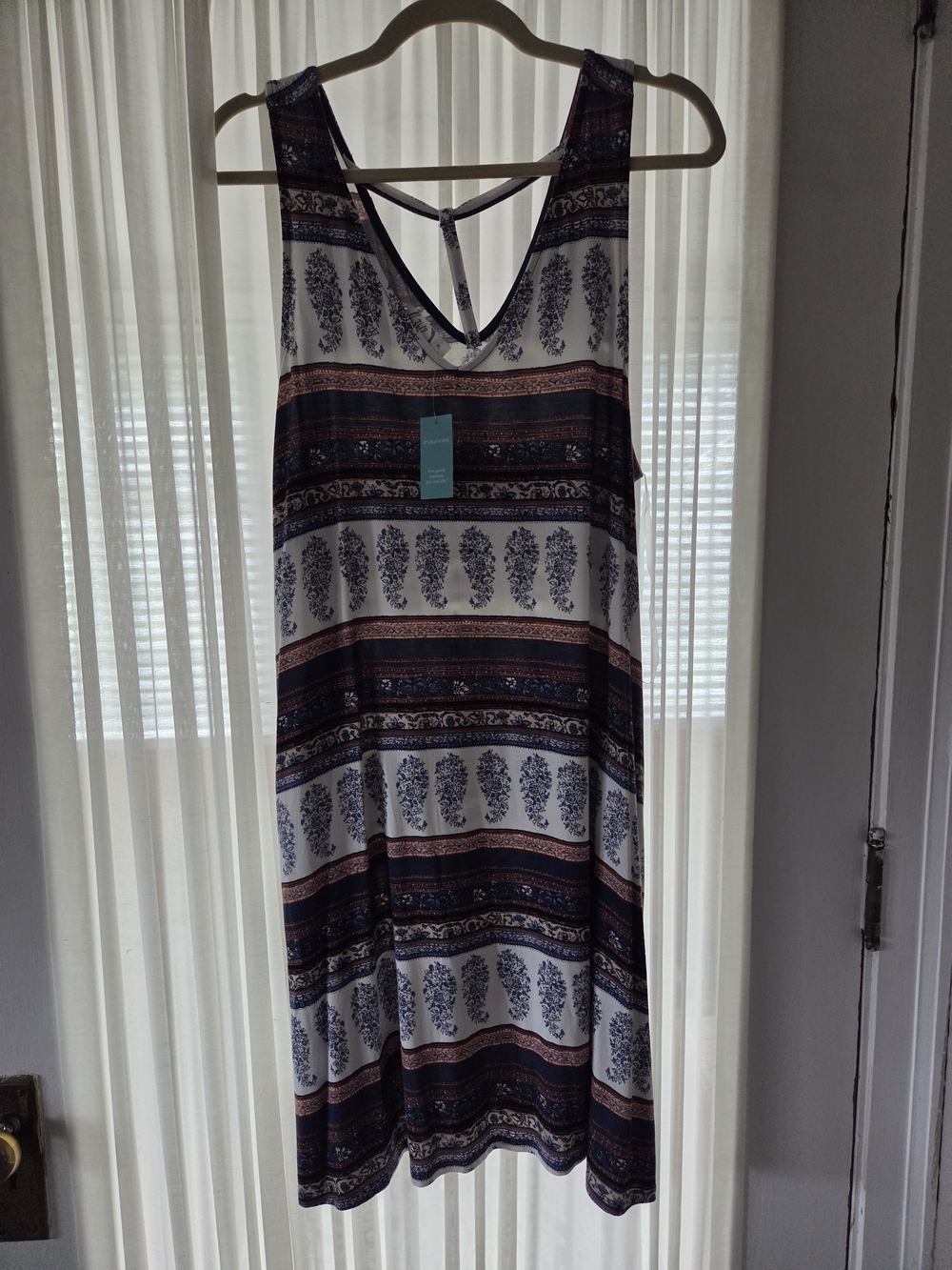 Maurices White Striped Printed Sleeveless Dress